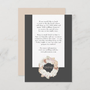 Charcoal Pampas Wreath Grey Boho Monogram Wedding Enclosure Card