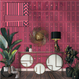 Charcoal Pink Stripes Elegant Pattern Wallpaper