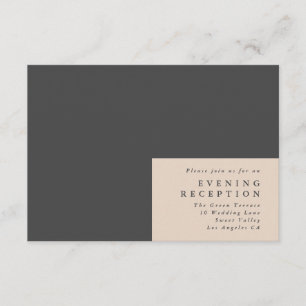 Charcoal Plain Modern Cream Wedding Reception Enclosure Card