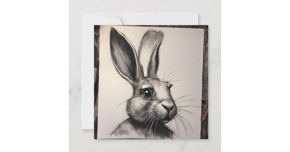 Charcoal Rabbit Sketch | Zazzle