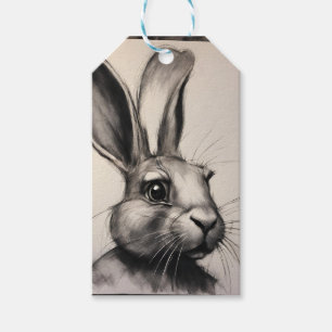 Charcoal Rabbit Sketch Gift Tags
