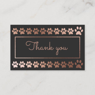 Charcoal Rose Gold Paw Print Pet Loyalty Card