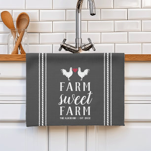 Charcoal Rustic Personalised Farm Sweet Farm Tea Towel