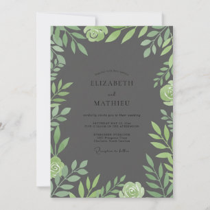 Charcoal Sage Foliage Eucalyptus Wedding Invitation