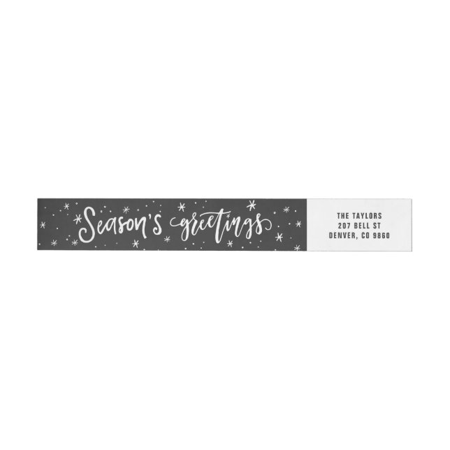 Charcoal Season's Greetings Holiday Wrap Around Label (Individual)
