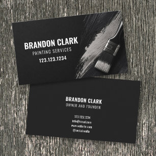 Charcoal Silver Sweep Brush Design Painting Business Card