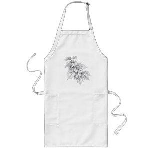 Charcoal Sketch of Autumn Leaves Long Apron