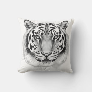 Charcoal Sketch of Tiger Face Cushion