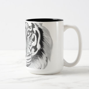 Charcoal Sketch of Tiger Face Two-Tone Coffee Mug