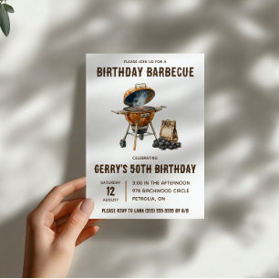 Charcoal Smoker Barbeque Birthday Invitation