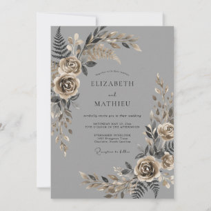 Charcoal Sophisticated Vintage Wedding Invitation