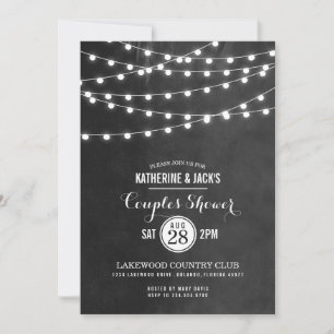 Charcoal String Lights Couples Shower Invitation