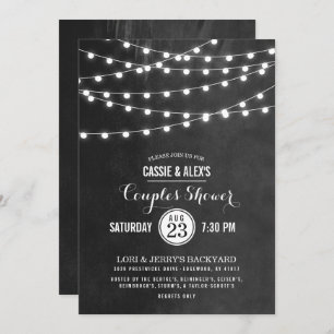 Charcoal String Lights Couples Shower Invitation