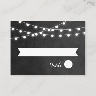 Charcoal String Lights Wedding Escort Cards