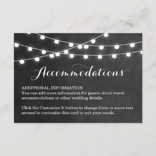 Charcoal String Lights Wedding Insert Card