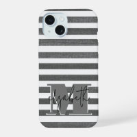 Charcoal Stripe Monogrammed