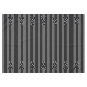 Charcoal Stripes Style Black Ribbon Awareness Tablecloth