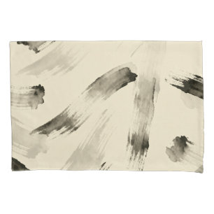 Charcoal Strokes Pattern Minimal Beige Abstract Pillowcase