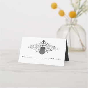 Charcoal Swirls Guitar Folded Place Cards