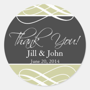Charcoal Taupe Thank You Favour Labels Wedding