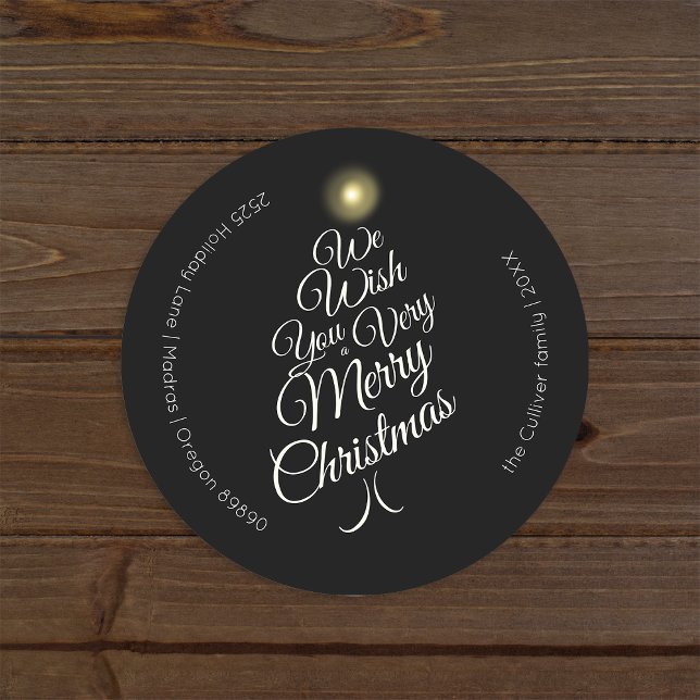 Charcoal Very Merry Christmas Tree Envelope Seals (Creator Uploaded)