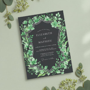 Charcoal Vibrant Foliage Wedding Invitation