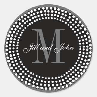 Charcoal Wedding Custom Monogram & Names Label