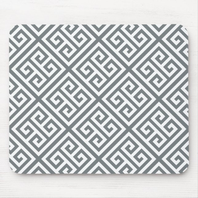 Charcoal White Med Greek Key Diag T Pattern #1 Mouse Mat (Front)