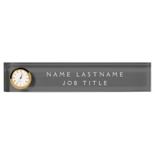 Charcoal White Modern Elegant Professional Classy Nameplate