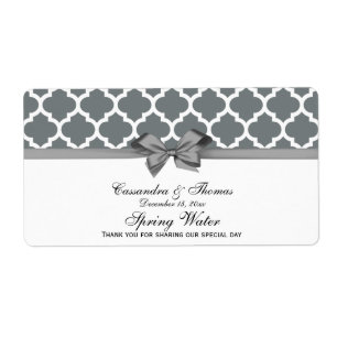 Charcoal White Moroccan Grey Party Water Label