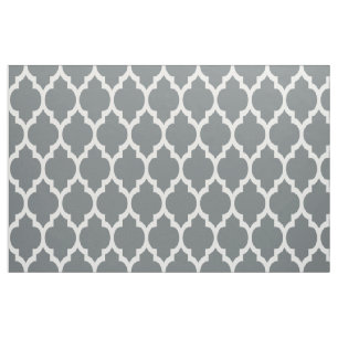Charcoal White Moroccan Quatrefoil Pattern #4 Sz12 Fabric