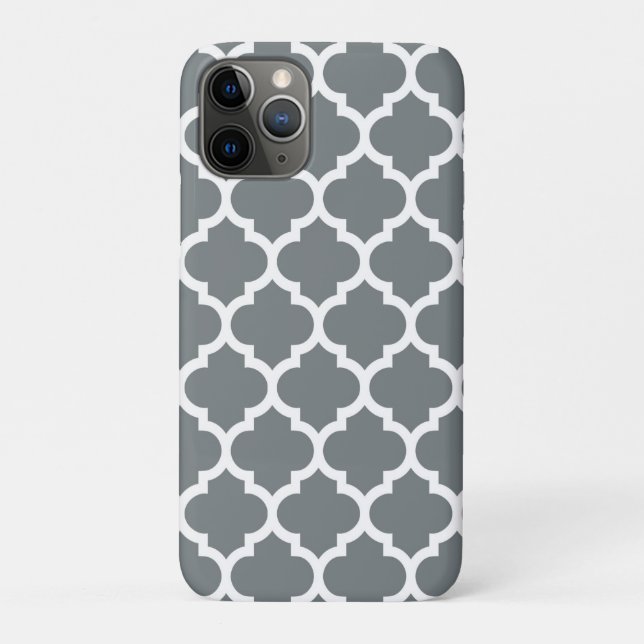Charcoal White Moroccan Quatrefoil Pattern #5 Case-Mate iPhone Case (Back)