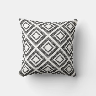 Charcoal White Watercolor Diamond Geometric Cushion