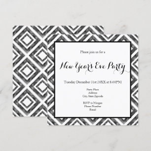 Charcoal White Watercolor Diamond Geometric Invitation