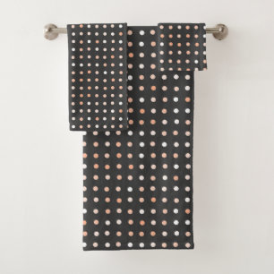 charcoal with peach dots bath towel set