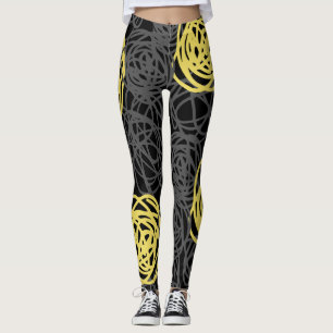 Charcoal, Yellow, and Black Modern Leggings