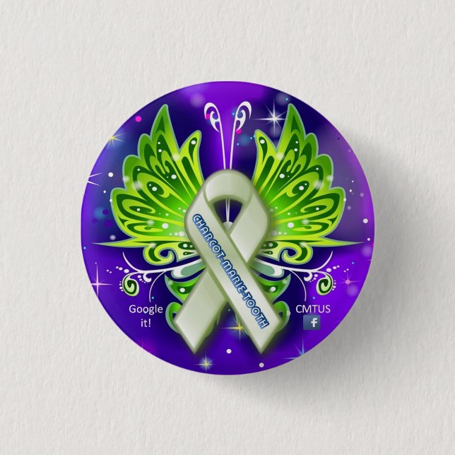 Charcot-Marie-Tooth (CMT) Awareness Ribbon 3 Cm Round Badge (Front)