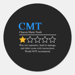 Charcot Marie Tooth Disease Awareness Cmt Not Reco Classic Round Sticker
