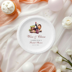 Charcuterie Board Wine & Cheese Bridal Shower Paper Plate