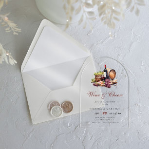 Charcuterie Board Wine & Cheese Couple Shower  Acrylic Invitations