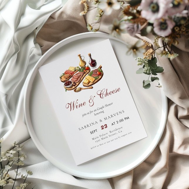 Charcuterie Board Wine & Cheese Couple Shower Invitation (Creator Uploaded)