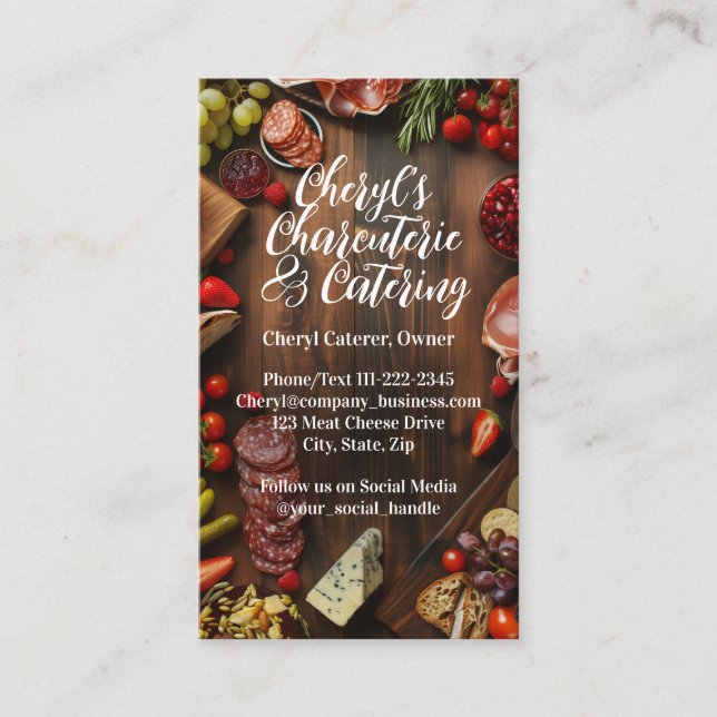 Charcuterie Catering Party or Social Event Planner Business Card (Front)