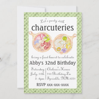 Charcuterie Food Board Birthday Invitation Green