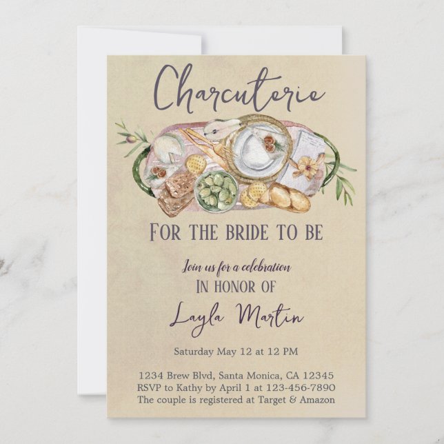 Charcuterie For the Bride To Be Board Party Invitation (Front)