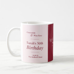 Charcuterie & Wine 50th Birthday Party Blush Coffee Mug
