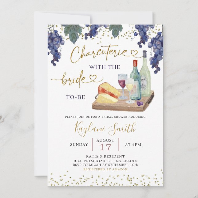 Charcuterie With The Bride To Be Bridal Shower Invitation (Front)