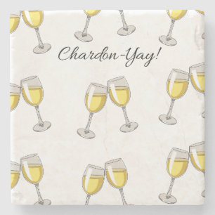 Chardon-Yay! White Wineglasses Stone Coaster