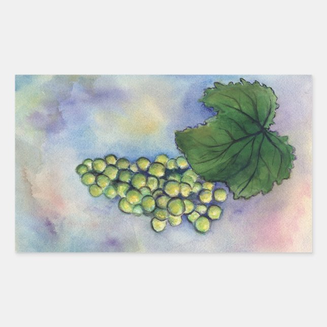 Chardonnay Wine Art Green Grapes Stickers (Front)