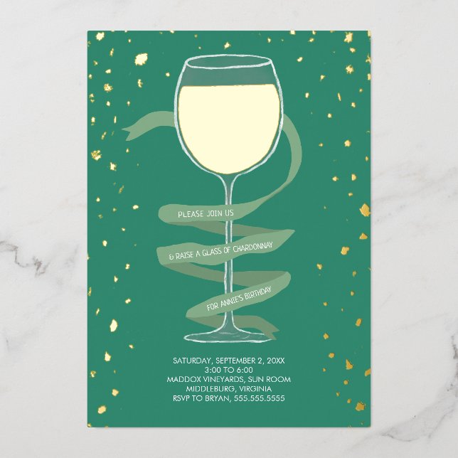 Chardonnay Wine Glass Winery Adult Birthday Party (Front)