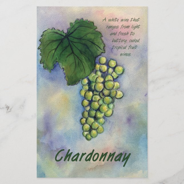 Chardonnay Wine Grapes & Description Stationery (Front)